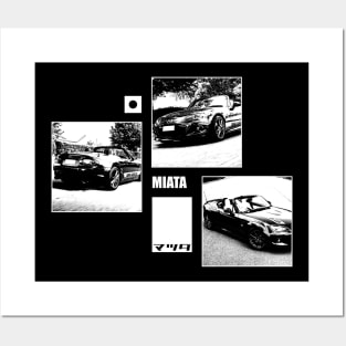 Mazda Miata MX-5 NC Black 'N White Archive (Black Version) Posters and Art